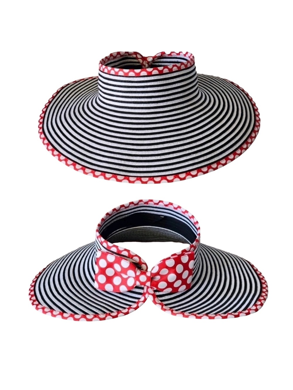 Disney Parks Adjustable Travel Navy and White Striped Bow Hat